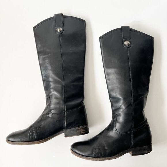 Frye‎ Knee High Riding Biker Boots Tall Equestrian Moto Western Black Size 6.5 B - Picture 7 of 10